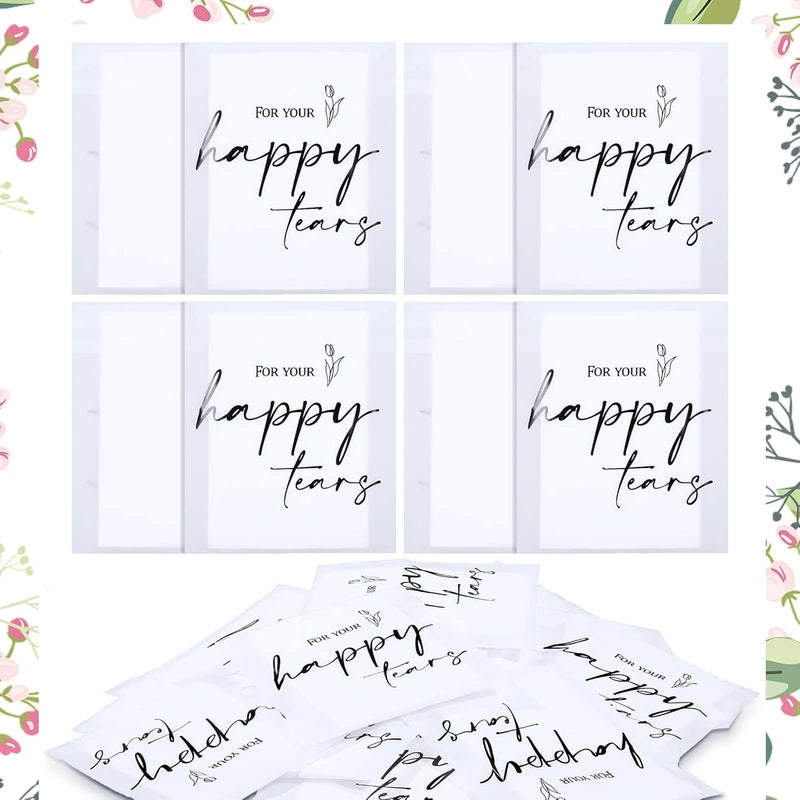 Eaasty Happy Tears Tissue Packs for Wedding 3 Ply Wedding Tissues for Guests Travel Size Bulk Facial Paper Welcome Bag Stuffers Gift Bride and Groom Mother(30 Pack) - Image 1